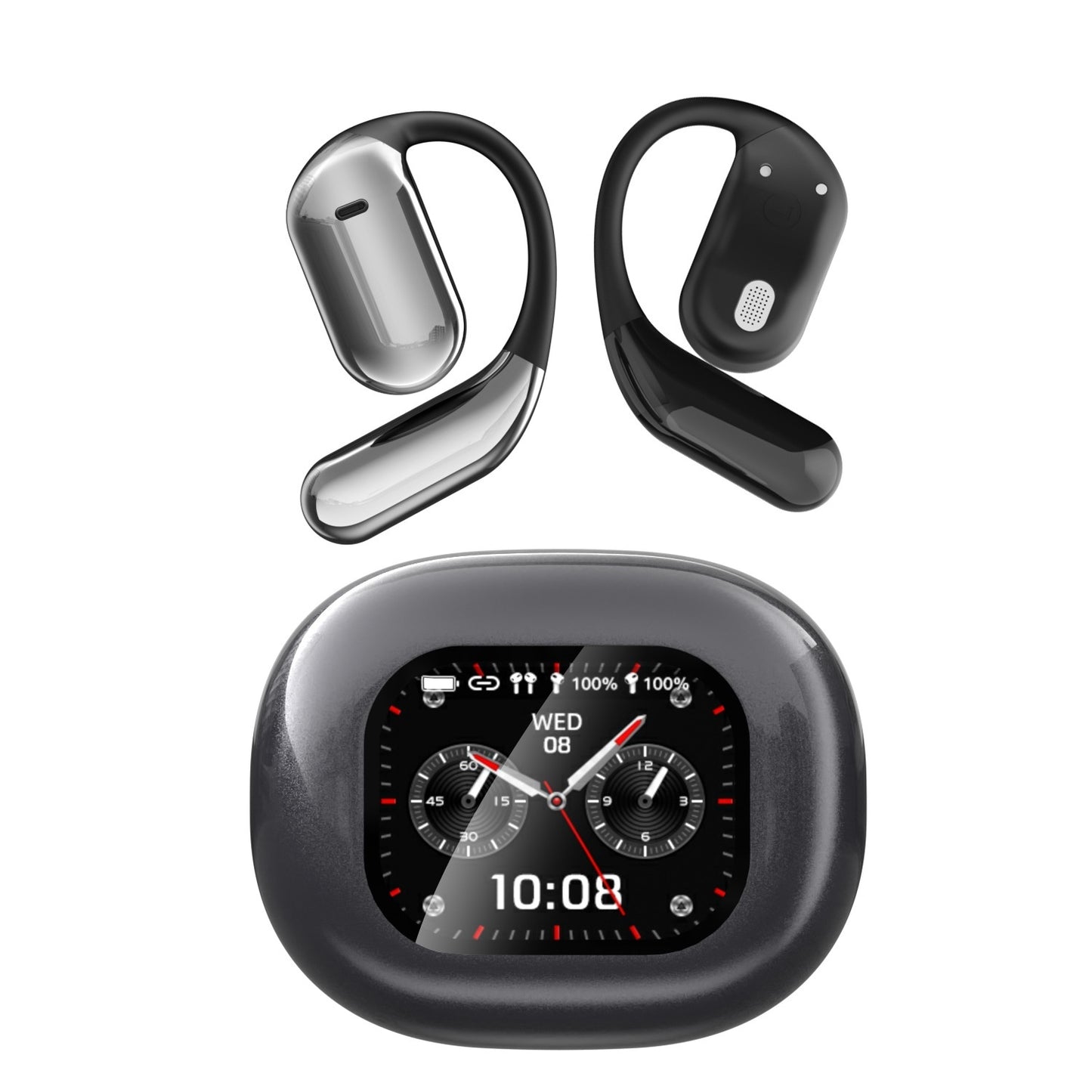 Ear-mounted LCD Color Screen Bluetooth Headset Smart AI Translation Headphones - Claztsy