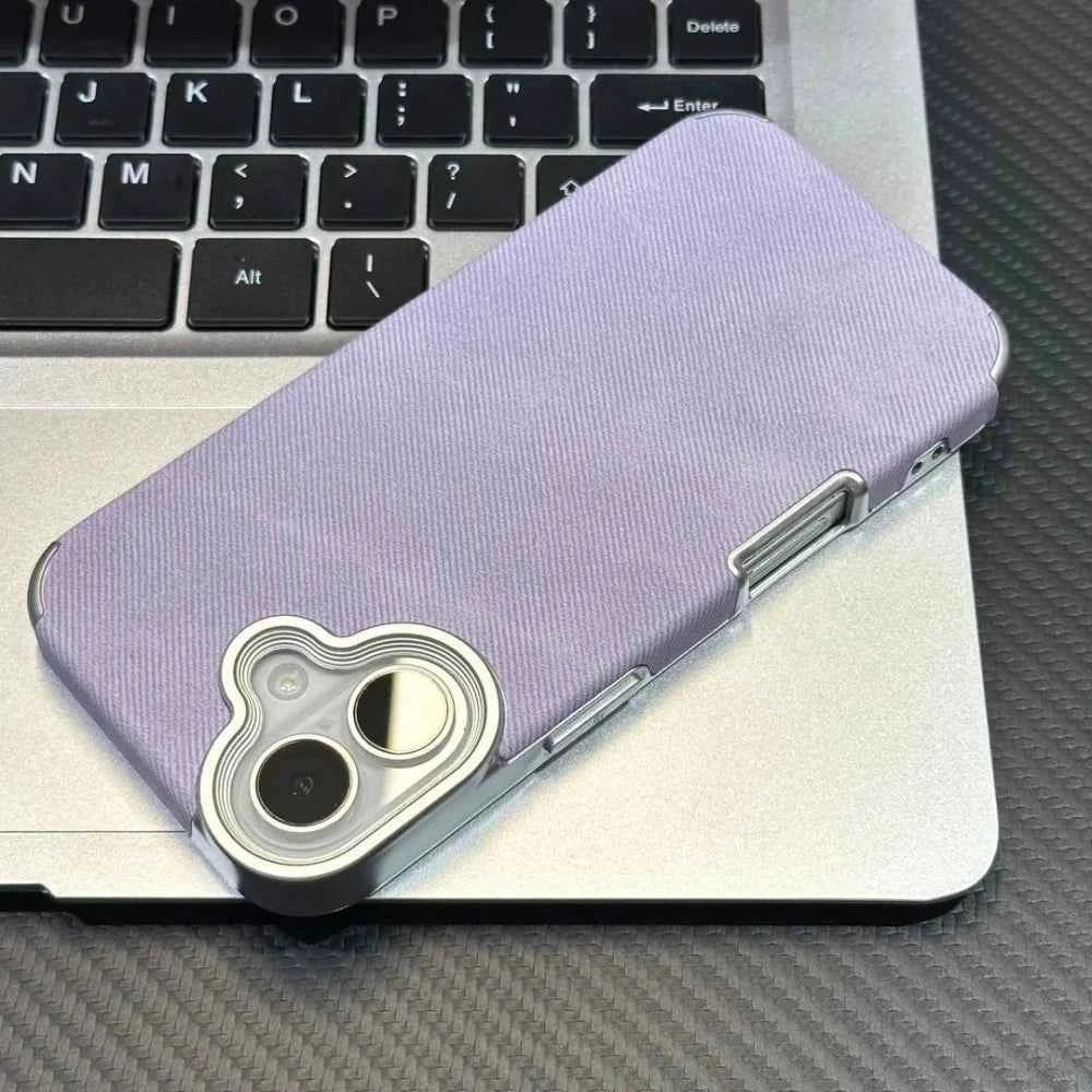 Luxury Jeans Fabric Soft Plating Case for iPhone 17 Air 16 15 14 Plus 13 12 11 Pro Max Shockproof Bumper Fabric Brand Cover Capa