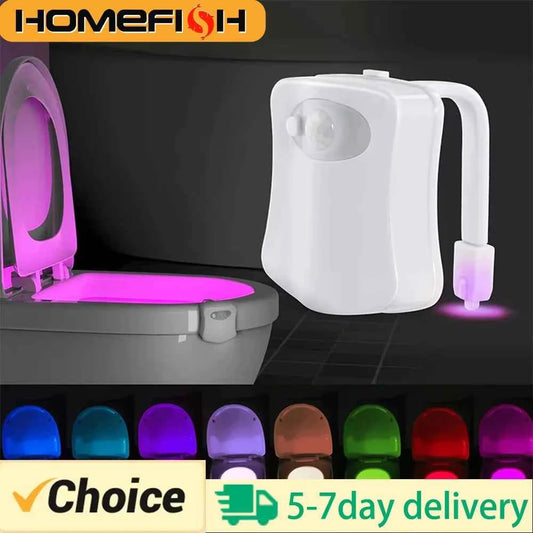 HOMEFISH Wireless Motion Sensor LED Night Light RGB 8 Colors Toilet Bathroom Atmosphere Colorful Lamp Sensor LED Night Lights