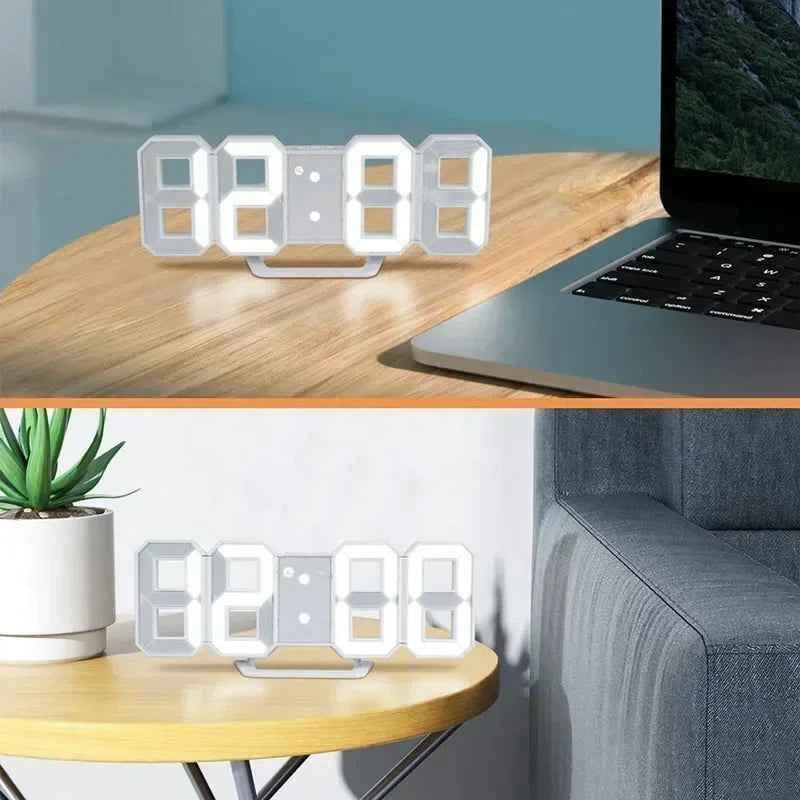 3D LED Digital Alarm Clock Wall Clock Time/date/temperature