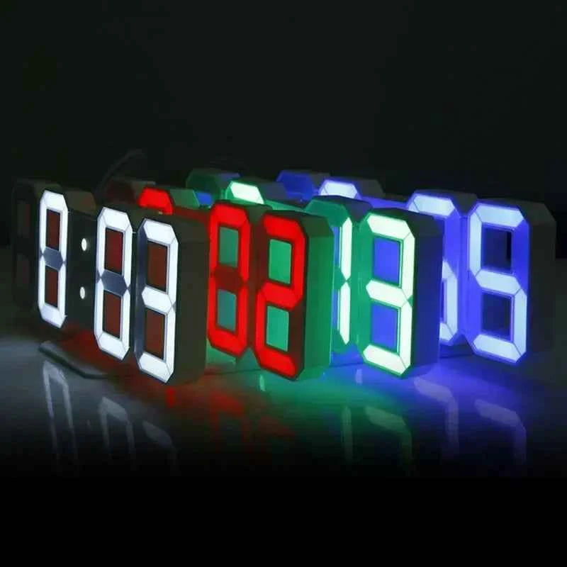 3D LED Digital Alarm Clock Wall Clock Time/date/temperature