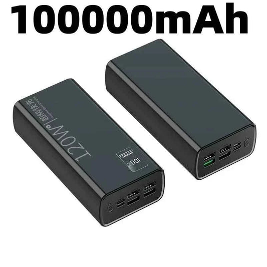 120W super fast charging 100000mAh, 100% sufficient capacity, mobile power bank suitable for Apple, Samsung, Huawei, etc