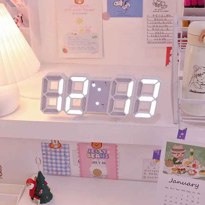 3D LED Digital Alarm Clock Wall Clock Time/date/temperature