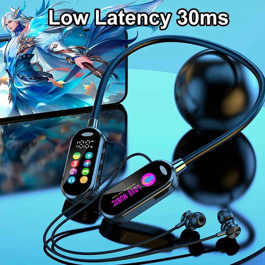 Color Screen Bluetooth 5.4 Earphones Neckband Headphones Wireless Headsets HiFi Stereo Noise Reduction Earbuds for Live Xaom