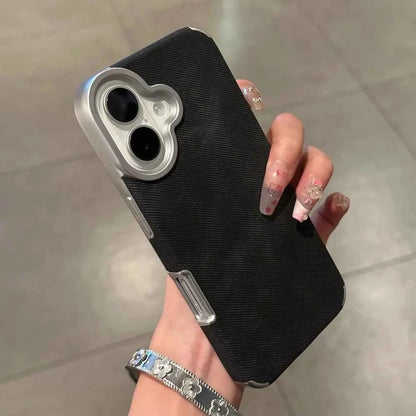 Luxury Jeans Fabric Soft Plating Case for iPhone 17 Air 16 15 14 Plus 13 12 11 Pro Max Shockproof Bumper Fabric Brand Cover Capa