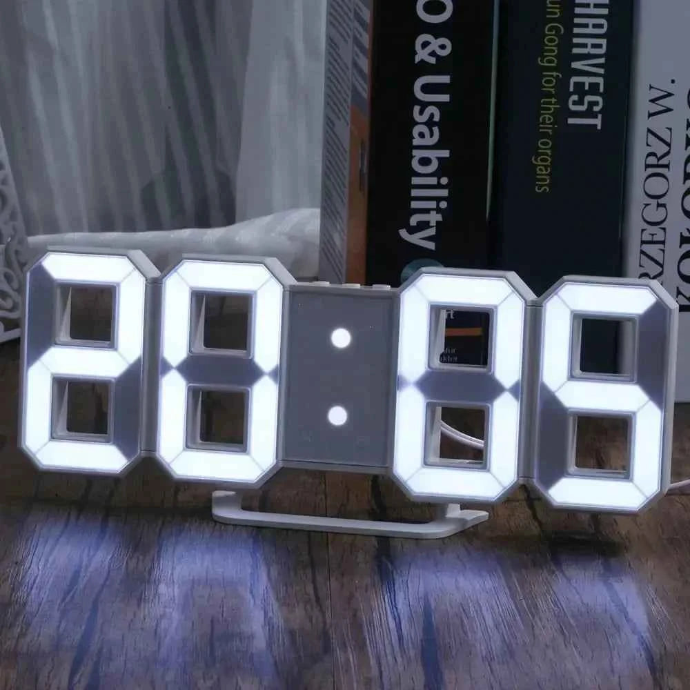 3D LED Digital Alarm Clock Wall Clock Time/date/temperature