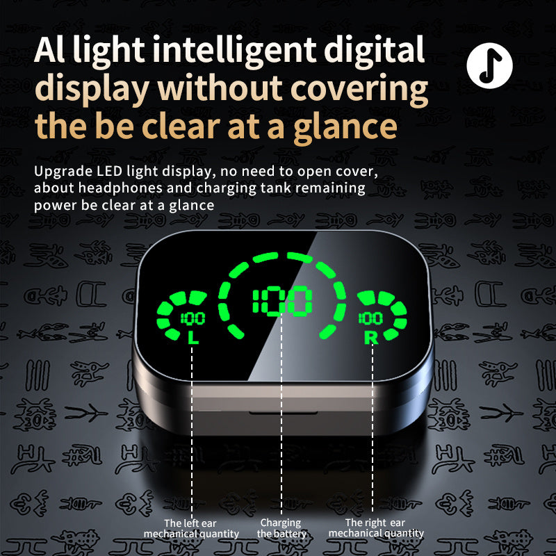 Digital Display Headset TWS Large Screen Smart - Claztsy